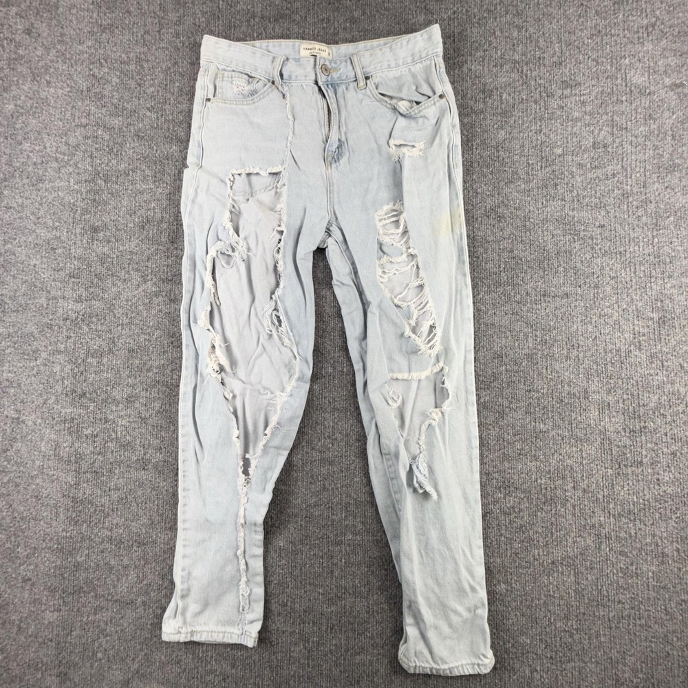 Hammer Jeans Women 9 Light Wash High Rise Straight Distressed Denim BF801